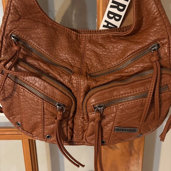 Silence + Noise Utility Washed Zippered Shoulder Bag : Brown - Picture 3 of 15